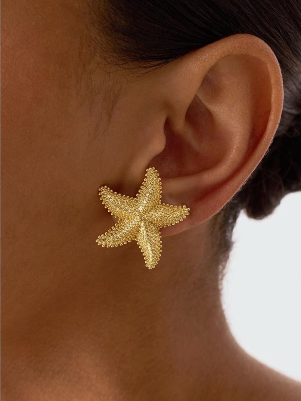 14K Gold Plated Starfish Stud Earrings - Elegant Beach